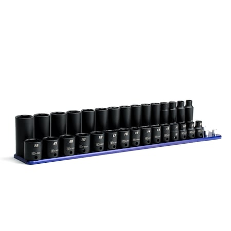 Capri Tools 3/8 in Drive Shallow/Deep Impact Socket Set with Rail, Metric, 30 pcs CP53000-30MSDR